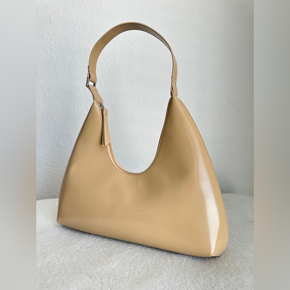 BY FAR Amber Kraft Beige Nude Semi-patent Leather Shoulder‎ Bag Purse NWOT - Picture 4 of 17